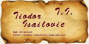 Tiodor Isailović vizit kartica